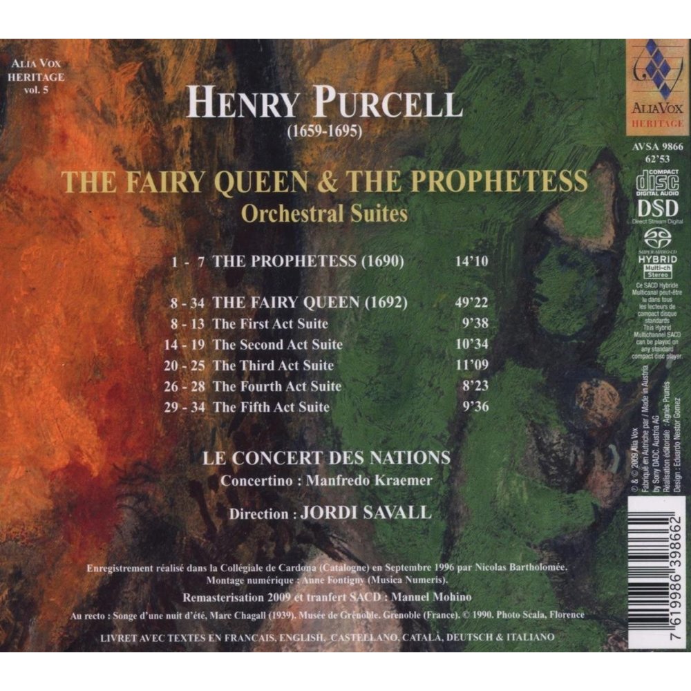 Alia Vox PURCELL: THE FAIRY QUEEN / THE PROPHETESS