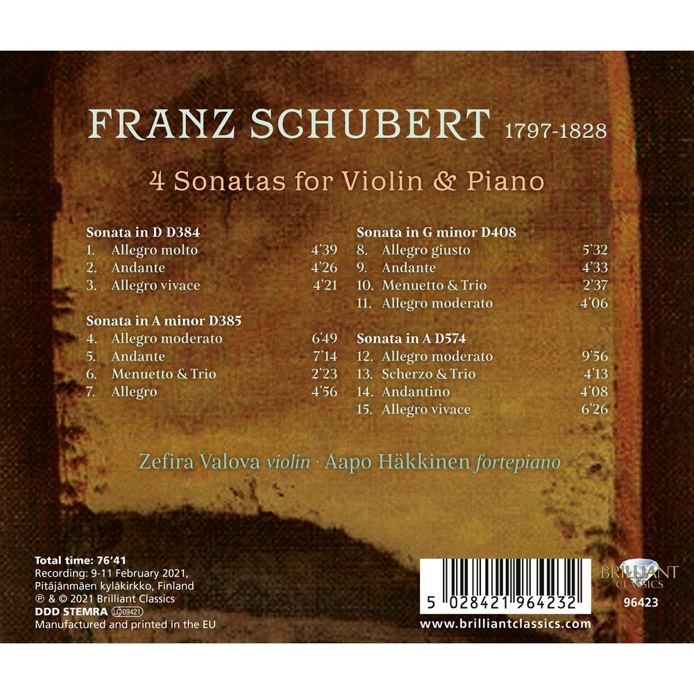 Brilliant Classics SCHUBERT: 4 SONATAS FOR VIOLIN & PIANO
