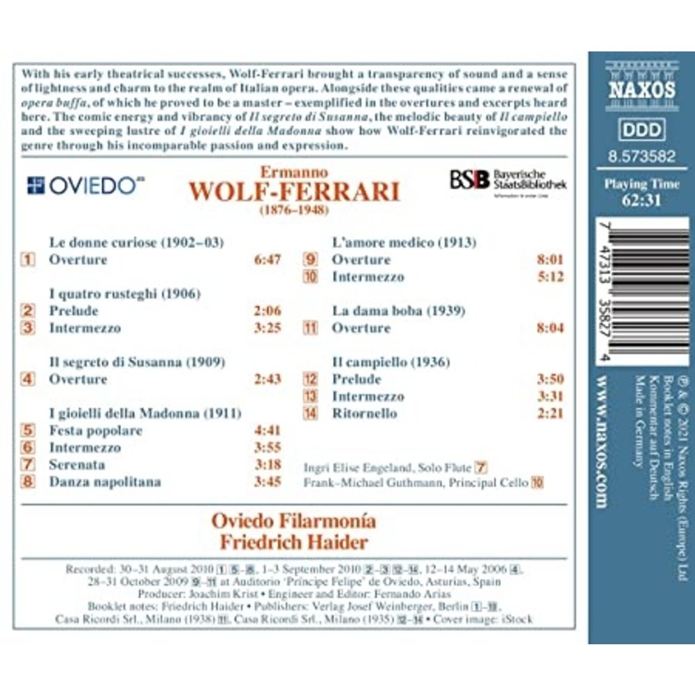 Naxos WOLF-FERRARI: COMPLETE OVERTURES & INTERMEZZI