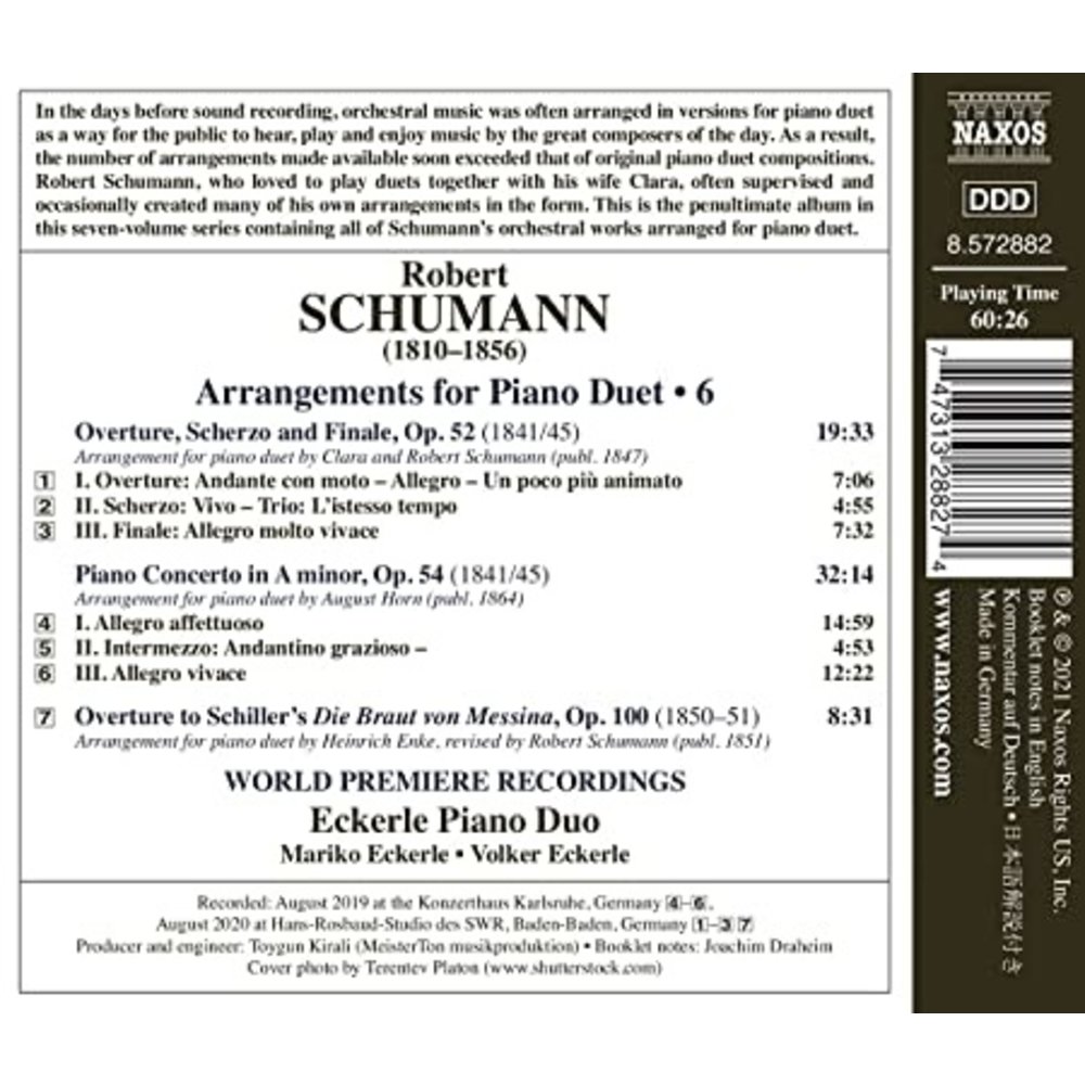 Naxos SCHUMANN: ARRANGEMENTS FOR PIANO DUET, VOL. 6