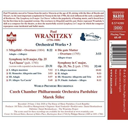 Naxos WRANITZKY: ORCHESTRAL WORKS, VOL. 3