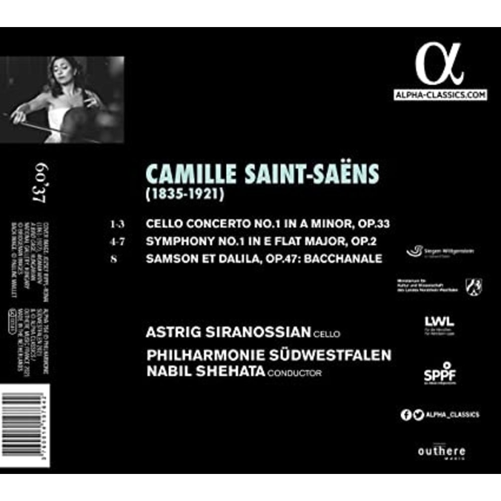 ALPHA SAINT-SAËNS: CELLO CONCERTO, BACCHANALE & SYMPHONY NO. 1