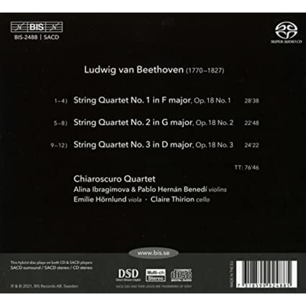 BIS BEETHOVEN: STRING QUARTETS, OP. 18 NOS. 1-3