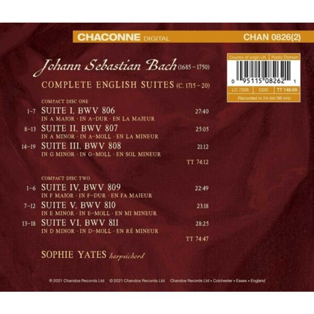 CHANDOS J.S. BACH: COMPLETE ENGLISH SUITES