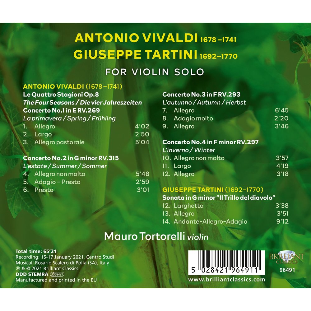 Brilliant Classics VIVALDI LE QUATTRO STAGIONI; TARTINI: DEVIL'S TRIL