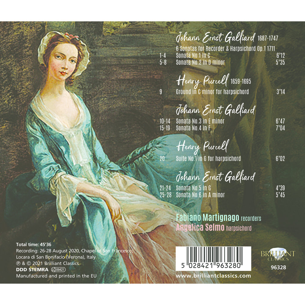 Brilliant Classics GALLIARD: 6 SONATAS FOR RECORDER & HARPSICHORD OP.1