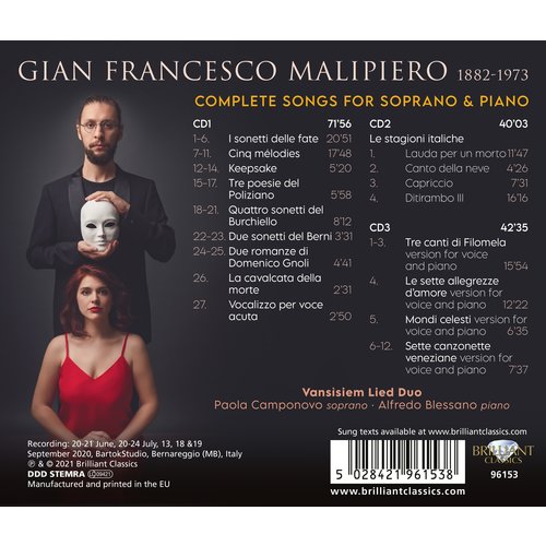 Brilliant Classics MALIPIERO: COMPLETE SONGS FOR SOPRANO AND PIANO (3CD)