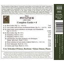 Naxos PFITZNER: COMPLETE LIEDER, VOL. 4 - VIER LIEDER NACH TEXTEN