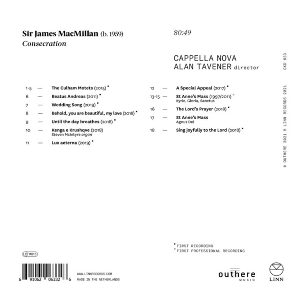 LINN RECORDS JAMES MACMILLAN: CONSECRATION