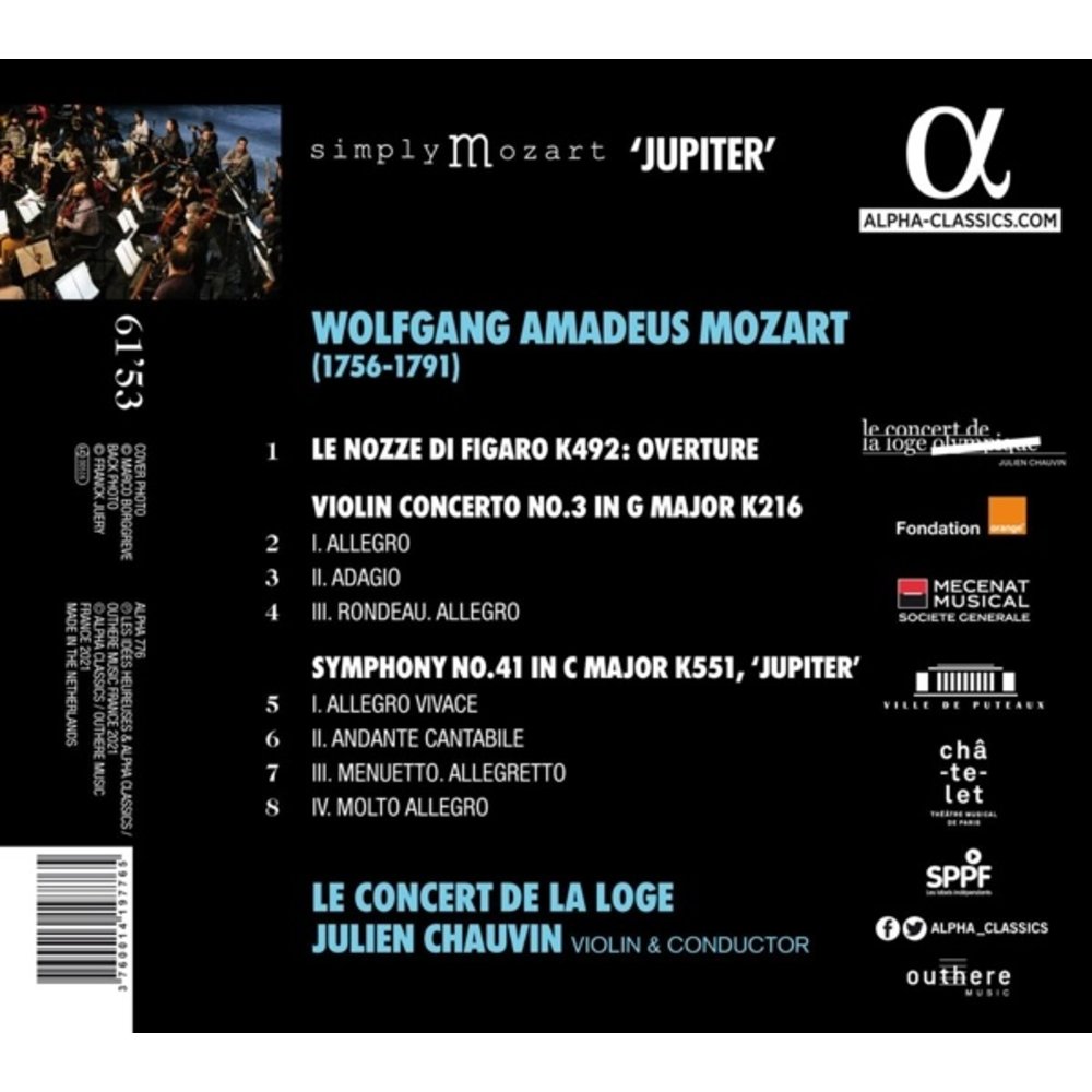 ALPHA MOZART: VIOLIN CONCERTO NO. 3, SYMPHONY 'JUPITER'