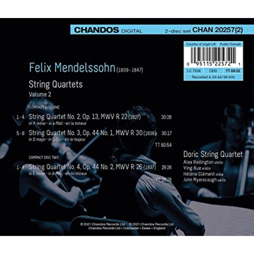 CHANDOS MENDELSSOHN STRING QUARTETS VOL. 2