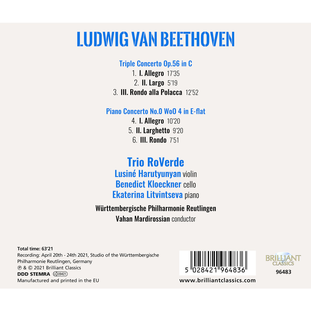 Brilliant Classics BEETHOVEN: TRIPLE CONCERTO & PIANO CONCERTO NO.0