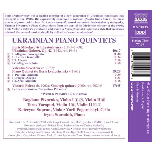 Naxos UKRAINIAN PIANO QUINTETS