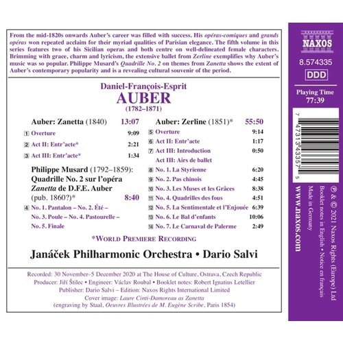 Naxos AUBER: OUVERTURES (VOL. 5) : ZANETTA - ZERLINE