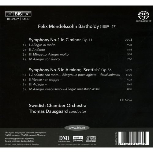 BIS MENDELSSOHN: SYMPHONIES NOS 1 & 3