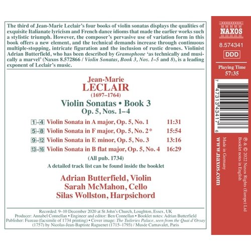 Naxos LECLAIR: VIOLIN SONATAS, BOOK 3