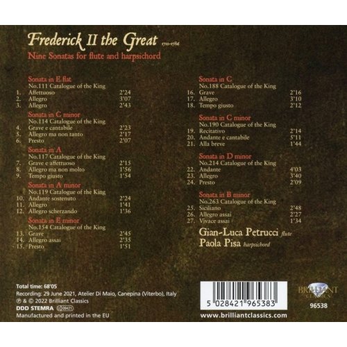 Brilliant Classics FREDERICK II THE GREAT: NINE SONATAS FOR FLUTE & HARPSICHORD