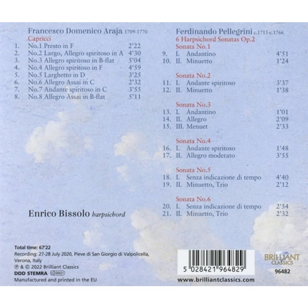 Brilliant Classics ARAJA: CAPRICCI; PELLEGRINI: SONATAS