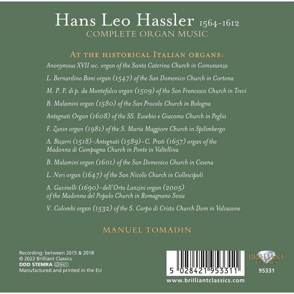 Brilliant Classics HASSLER: COMPLETE ORGAN MUSIC (11CD)