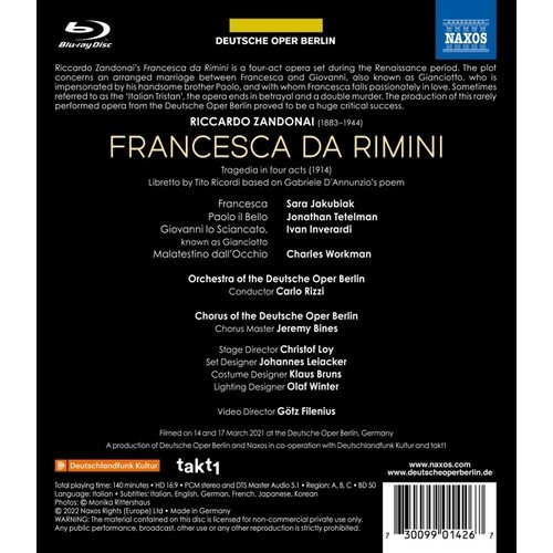 Naxos ZANDONAI: FRANCESCA DA RIMINI (Blu-Ray)