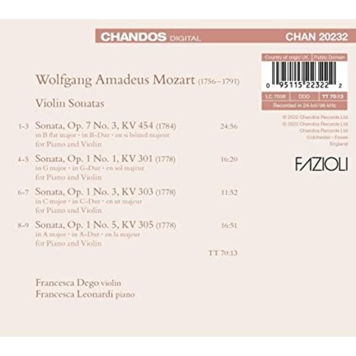 CHANDOS MOZART: VIOLIN SONATAS KV301, KV303, K305, KV454