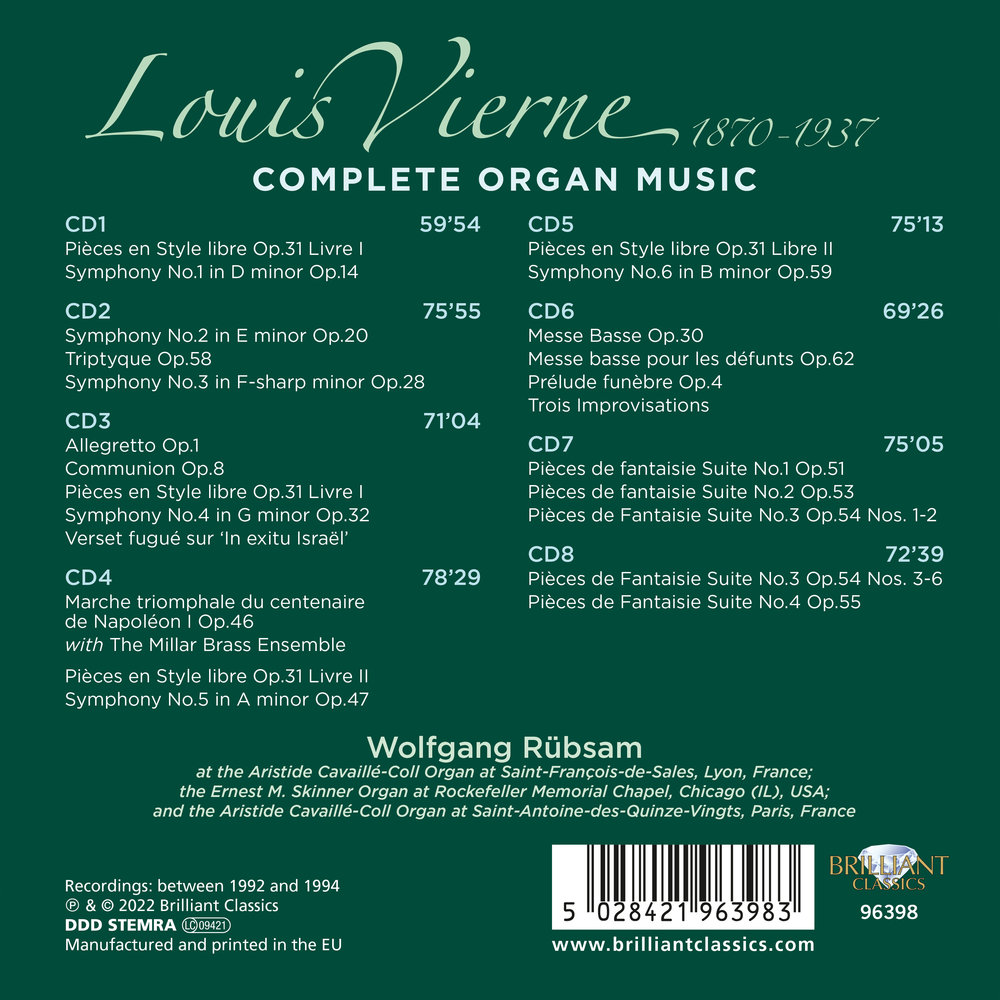 Brilliant Classics VIERNE: COMPLETE ORGAN MUSIC (8CD)