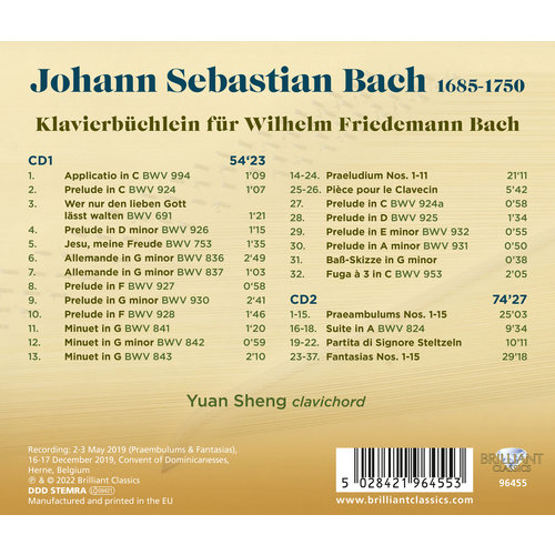 Brilliant Classics J.S. BACH: KLAVIERBUCHLEIN FUR WILHELM FRIEDEMANN (2CD)