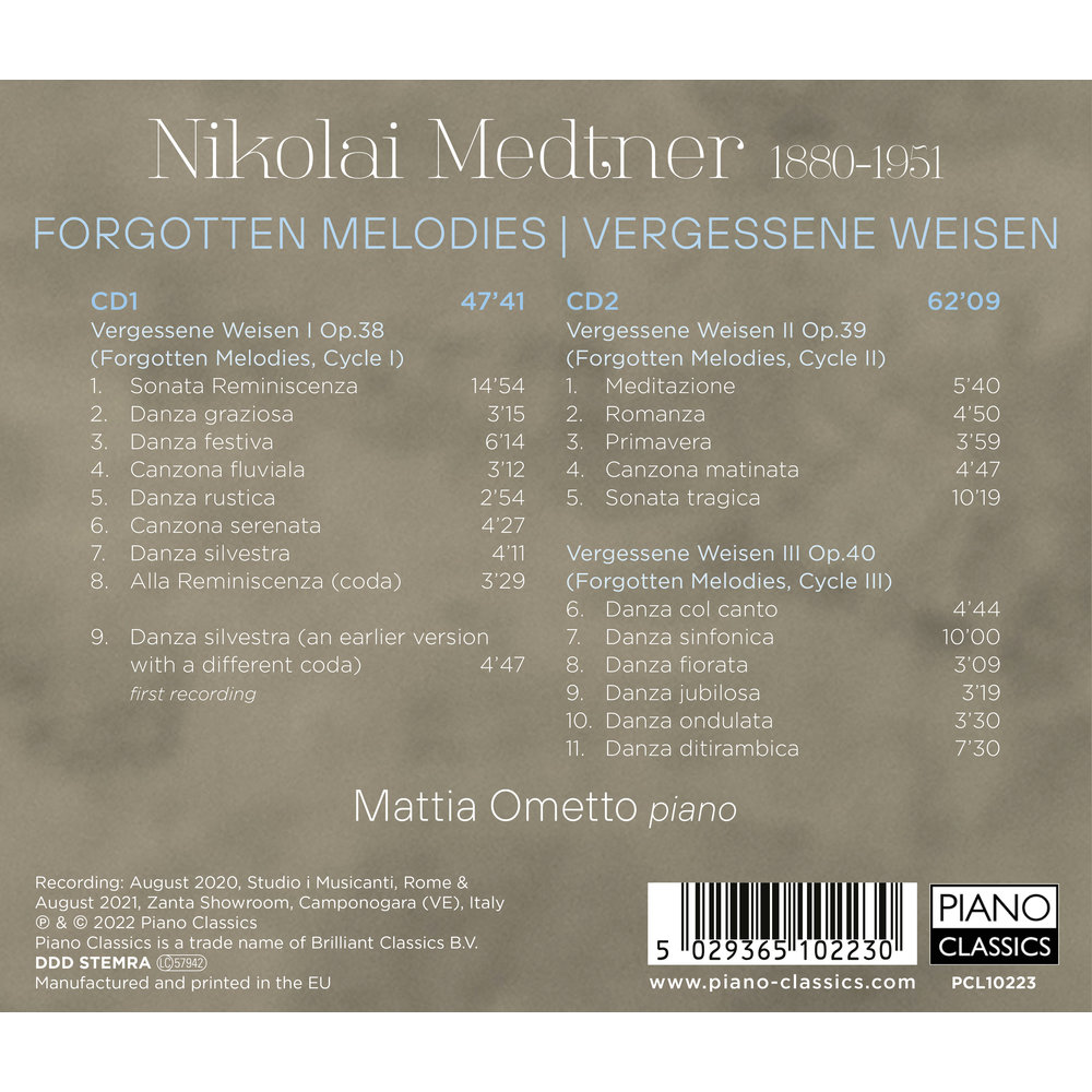 Piano Classics MEDTNER: FORGOTTEN MELODIES/VERGESSENE WEISEN (2CD)