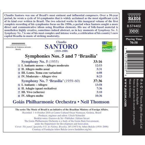 Naxos SANTORO: SYMPHONIES NOS. 5 AND 7 'BRASILIA'