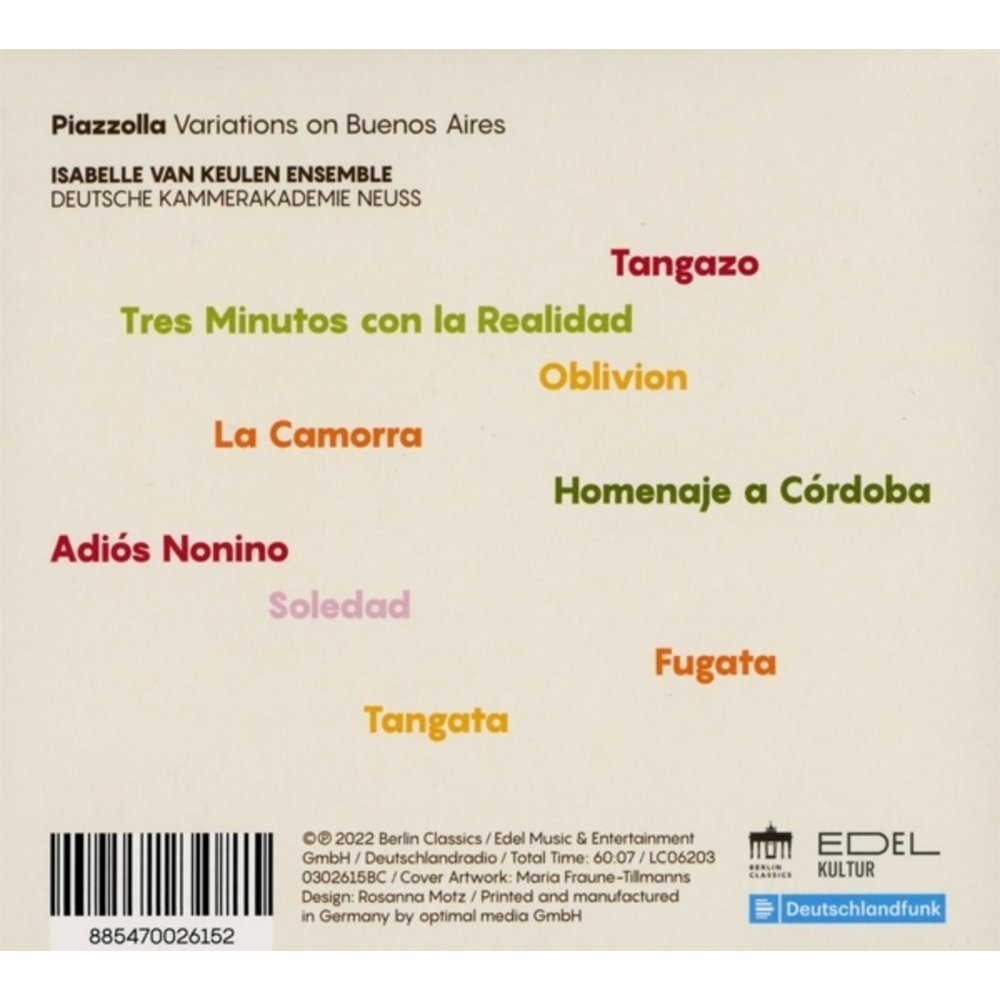 Berlin Classics PIAZZOLLA: VARIATIONS ON BUENOS AIRES
