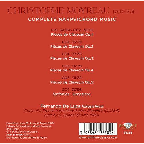 Brilliant Classics MOYREAU: COMPLETE HARPSICHORD MUSIC (7CD)