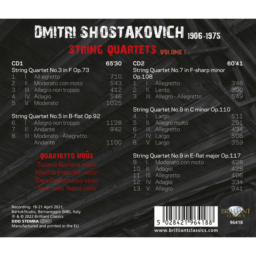 Brilliant Classics SHOSTAKOVICH: STRING QUARTETS VOL. 1