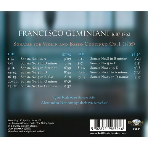 Brilliant Classics GEMINIANI: VIOLIN SONATAS OP. 1