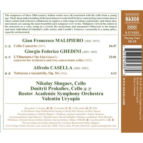 Naxos MALIPIERO : CELLO CONCERTO - GHEDINI : L'OLMENETA