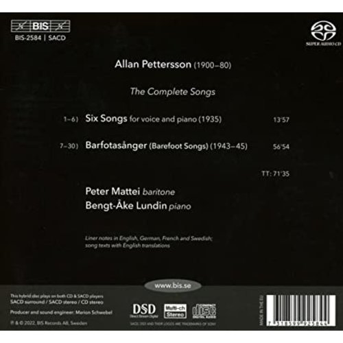 BIS PETTERSSON: BARFOTASANGER (COMPLETE SONGS)