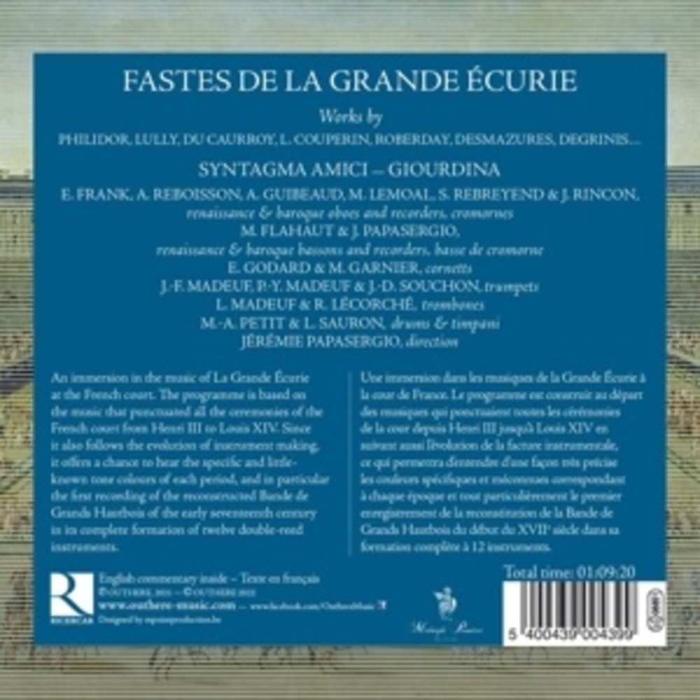 Ricercar LULLY & PHILIDOR: FASTES DE LA GRANDE ECURIE