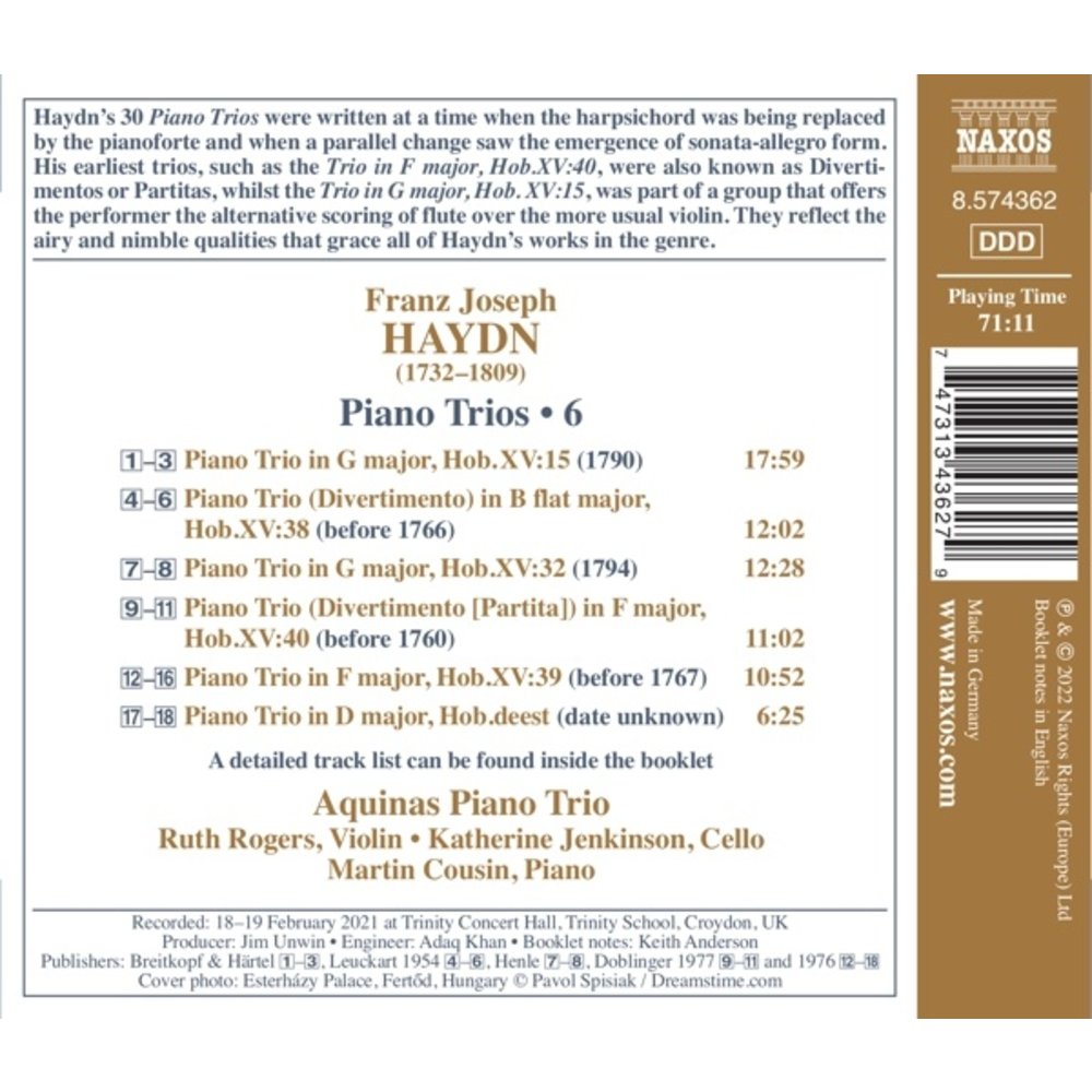 Naxos HAYDN: KEYBOARD TRIOS, VOL.6
