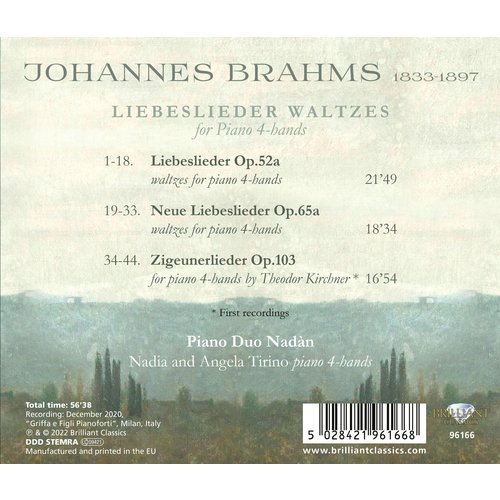 Brilliant Classics BRAHMS: LIEBESLIEDER WALTZES FOR PIANO 4-HANDS