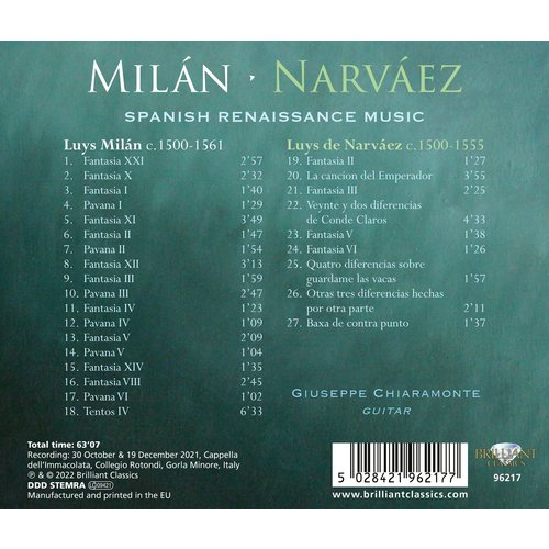 Brilliant Classics MILAN & NARVAEZ: SPANISH RENAISSANCE MUSIC