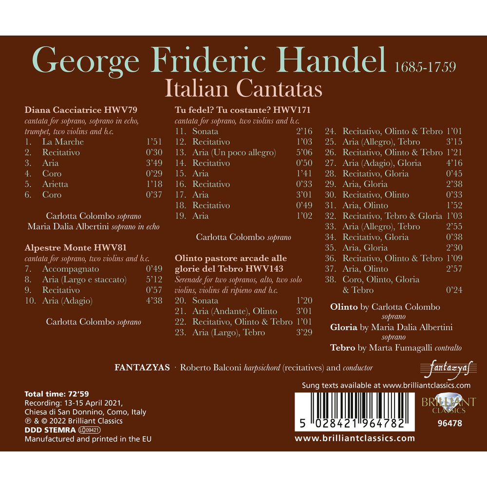 Brilliant Classics HANDEL: ITALIAN CANTATAS