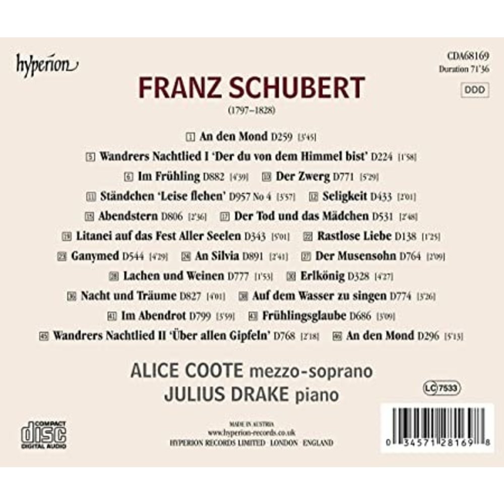 Hyperion SCHUBERT 21 SONGS