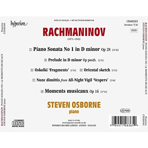 Hyperion RACHMANINOFF: PIANO SONATA NO. 1 / MOMENTS MUSICA