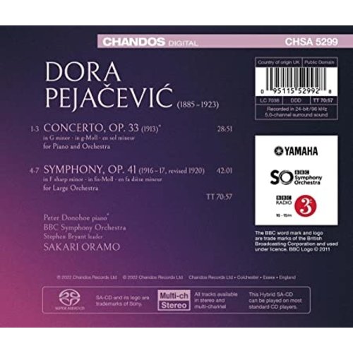 CHANDOS DORA PEJACEVIC PIANO CONCERTO OP. 3