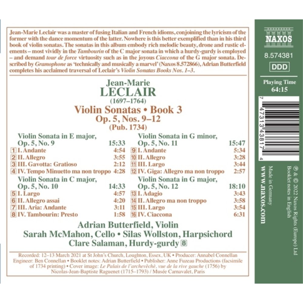 Naxos LECLAIR: VIOLIN SONATAS, BOOK 3