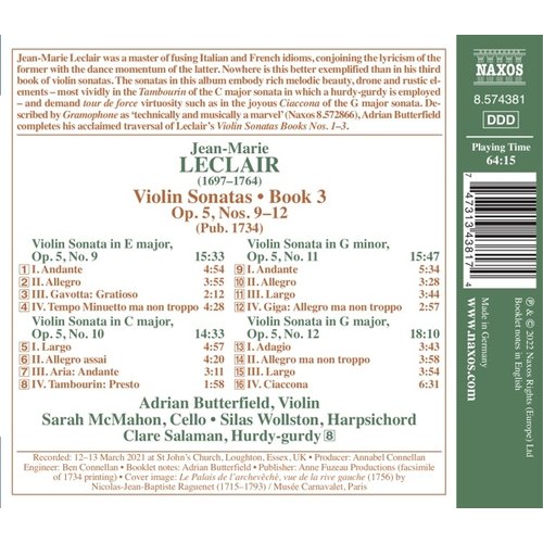 Naxos LECLAIR: VIOLIN SONATAS, BOOK 3