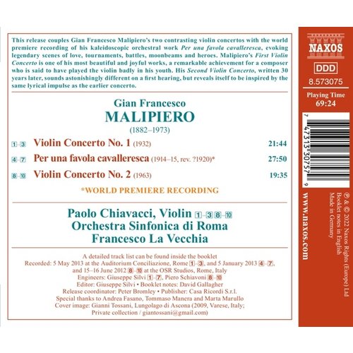 Naxos MALIPIERO: VIOLIN CONCERTOS NOS. 1 AND 2