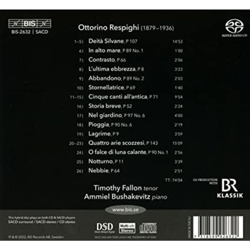 BIS RESPIGHI: CREPUSCOLO: SONGS