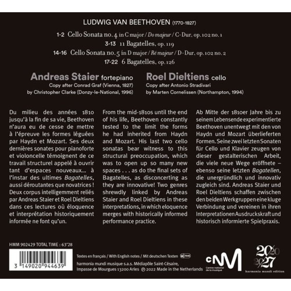 Harmonia Mundi BEETHOVEN: CELLO SONATAS OP. 102 - B