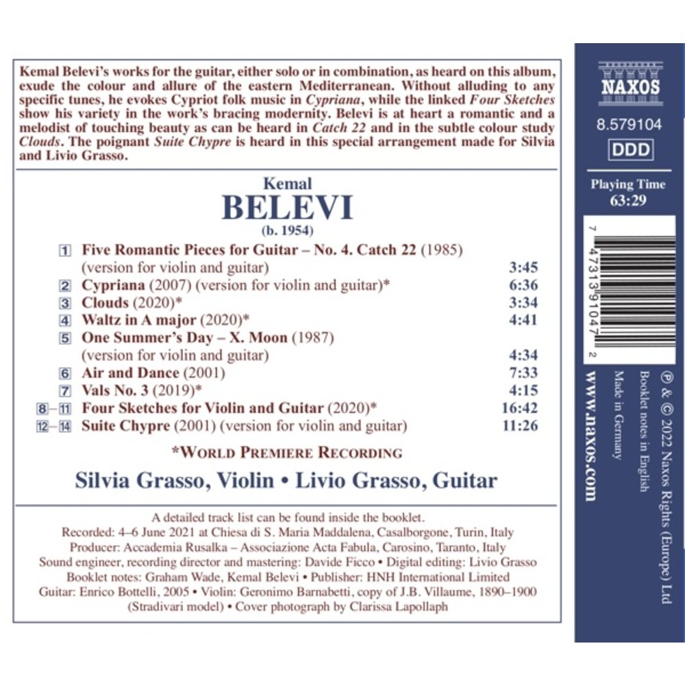 Naxos BELEVI: CYPRIANA - WORKS FOR VIOLIN AND GUITAR