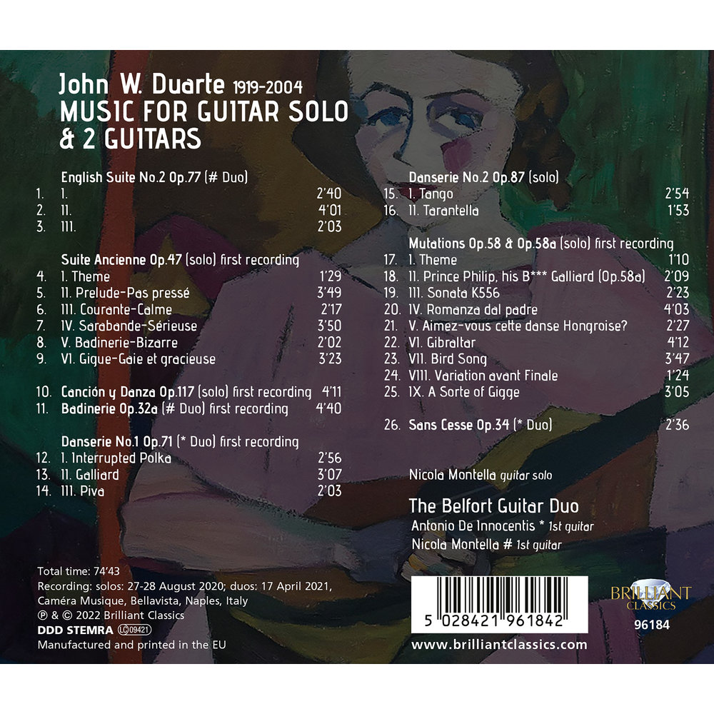 Brilliant Classics DUARTE: MUSIC FOR GUITAR SOLO AND 2 GUITARS, VOL.1